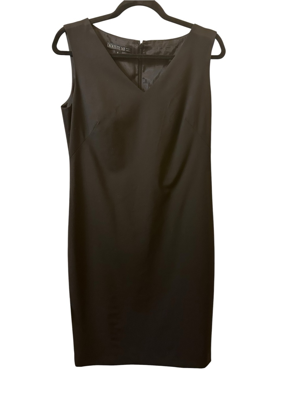 Lafayette 148 New York Black V-Neck Sleeveless Sheath Dress size 6